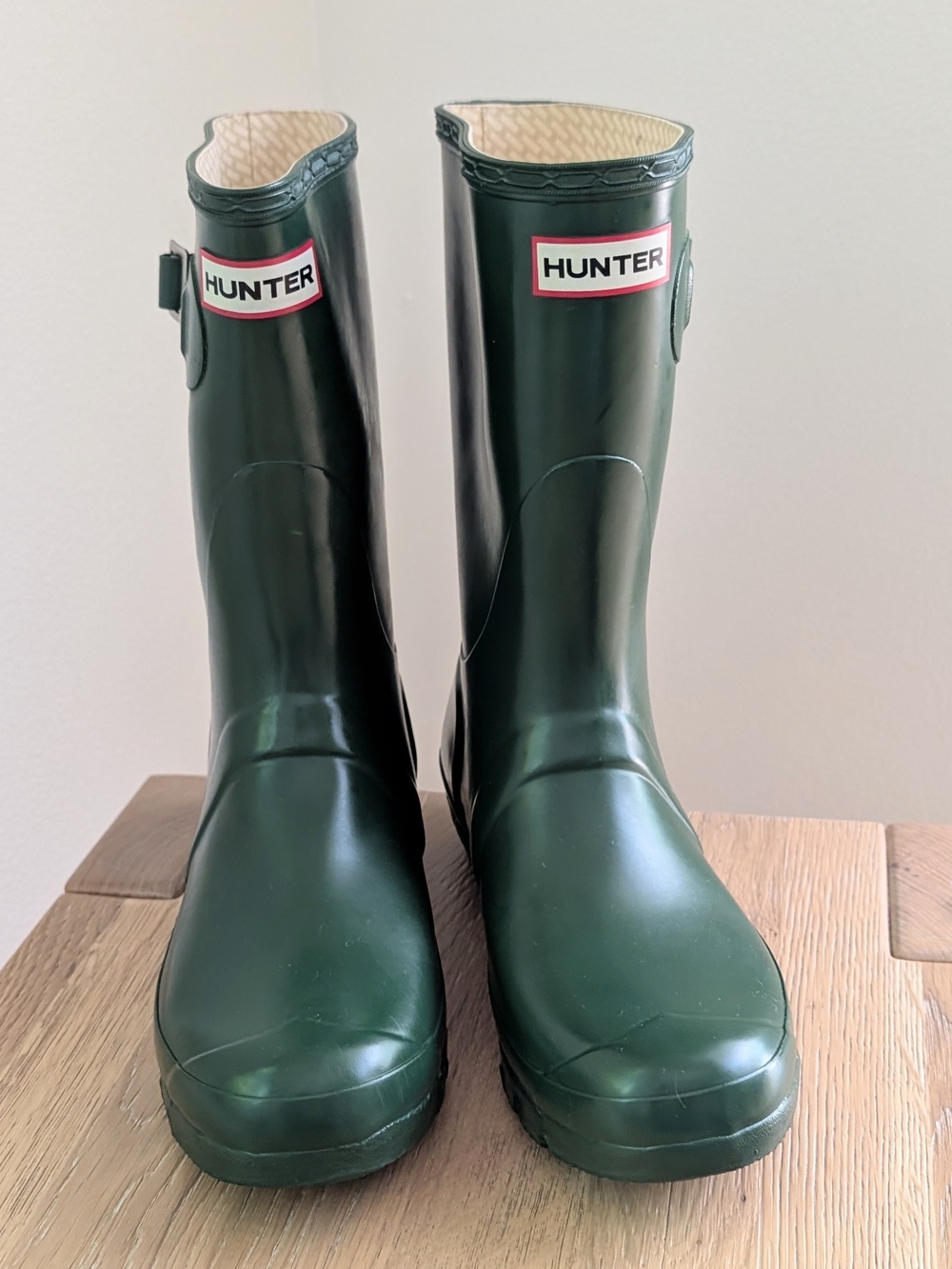Hunter Original Rubber Shiny Mid-Calf Rain Boots In Forest Green - 9 - Picture 5 of 12